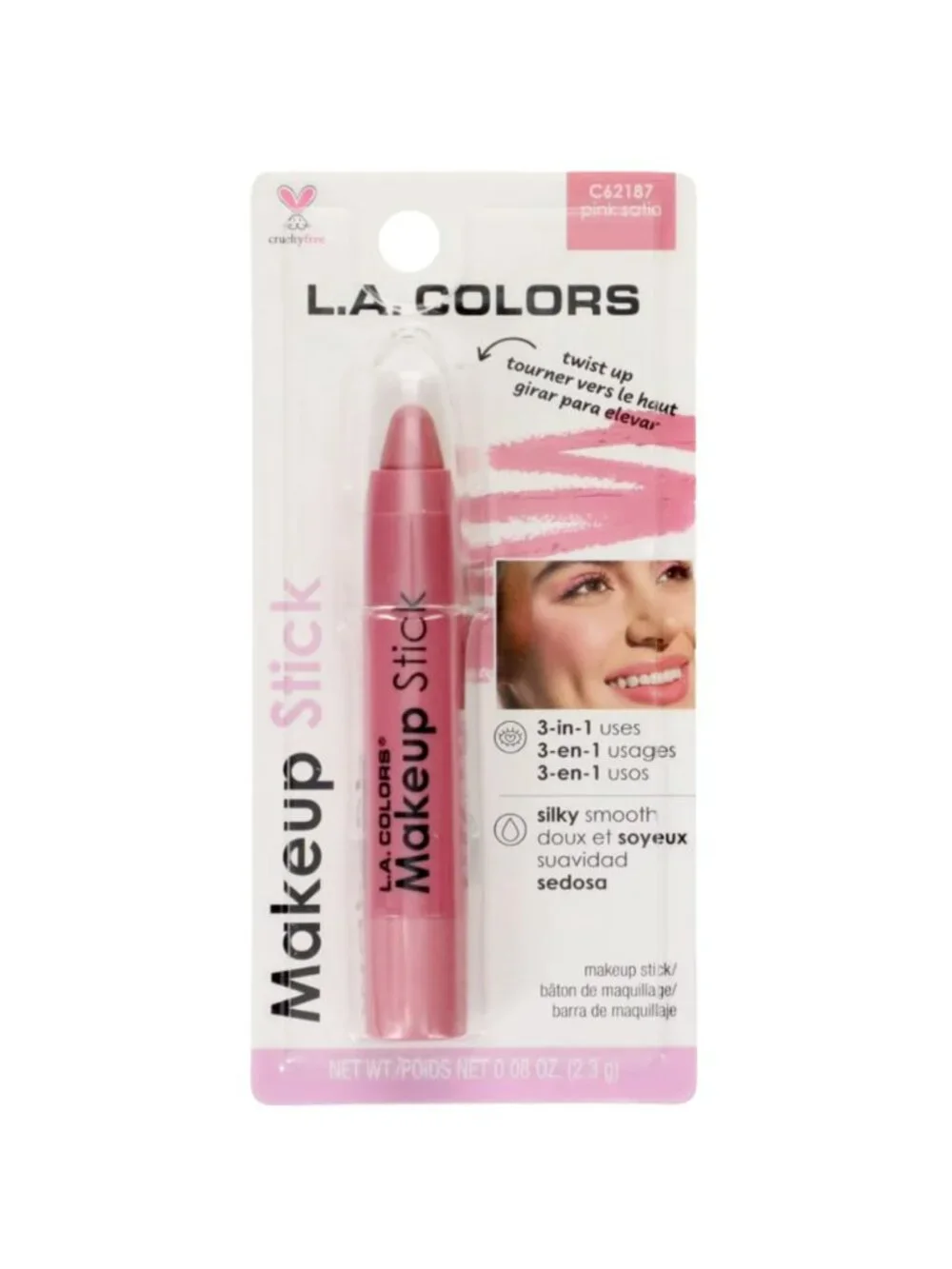 L.A. Colors Liquid Blush Amore & 3-In-1 Pink Satin Makeup Stick Duo - Creamy Ble